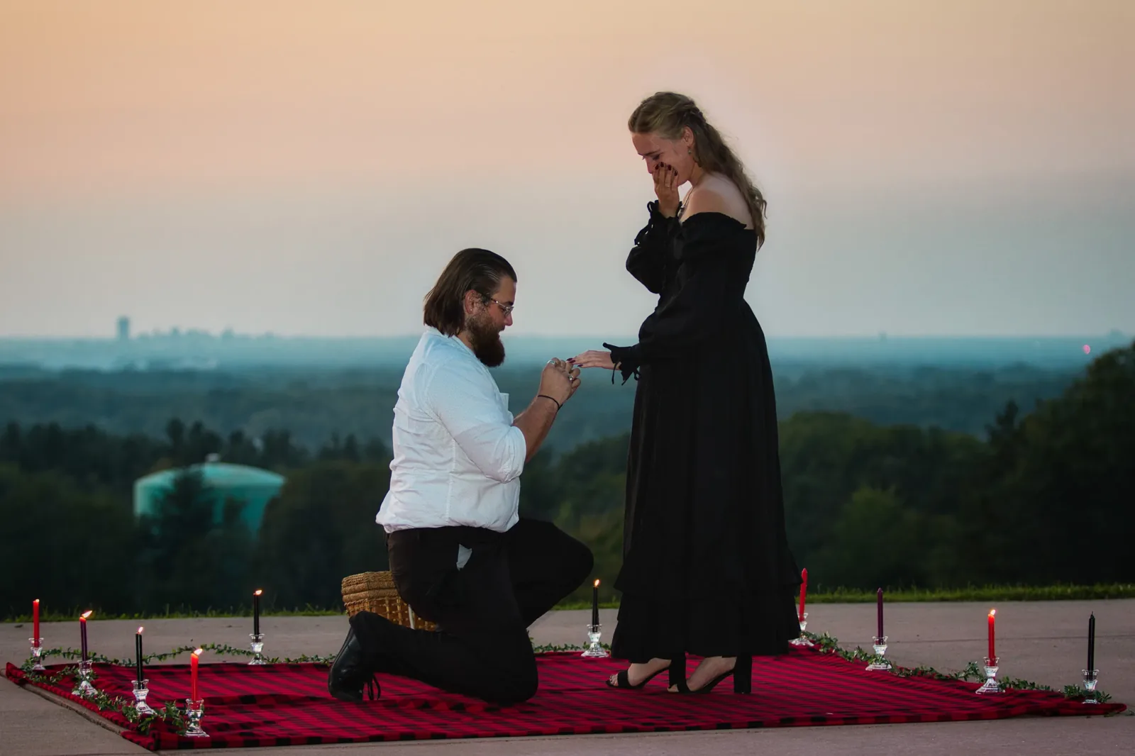 A proposal at a hilltop overlook